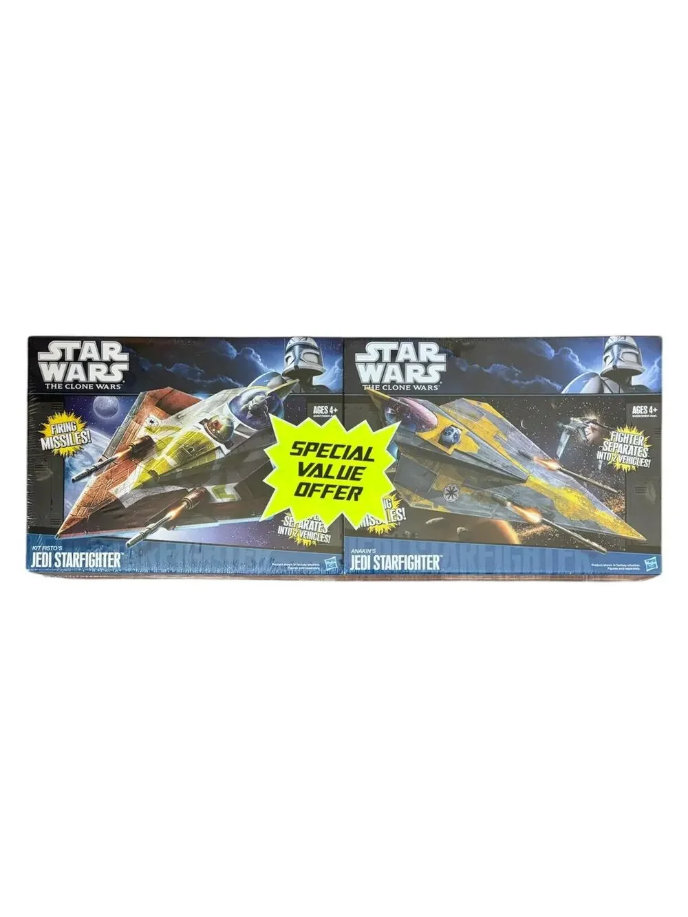 Star Wars Clone Wars Kit Fisto And Anakin Skywalkers Jedi Starfighters 2Pack MIB
